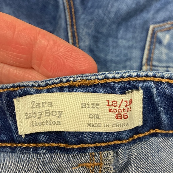 Zara baby boy distressed patched indigo jeans 12/18m - Picture 6 of 7
